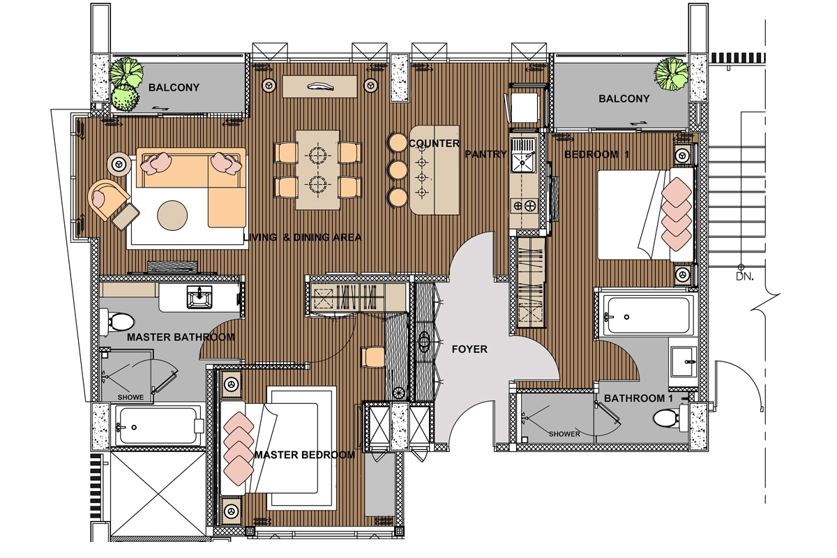 TWO BEDROOM SUITE FLOOR PLAN LAYOUT The Park Nine Suvarnabhumi